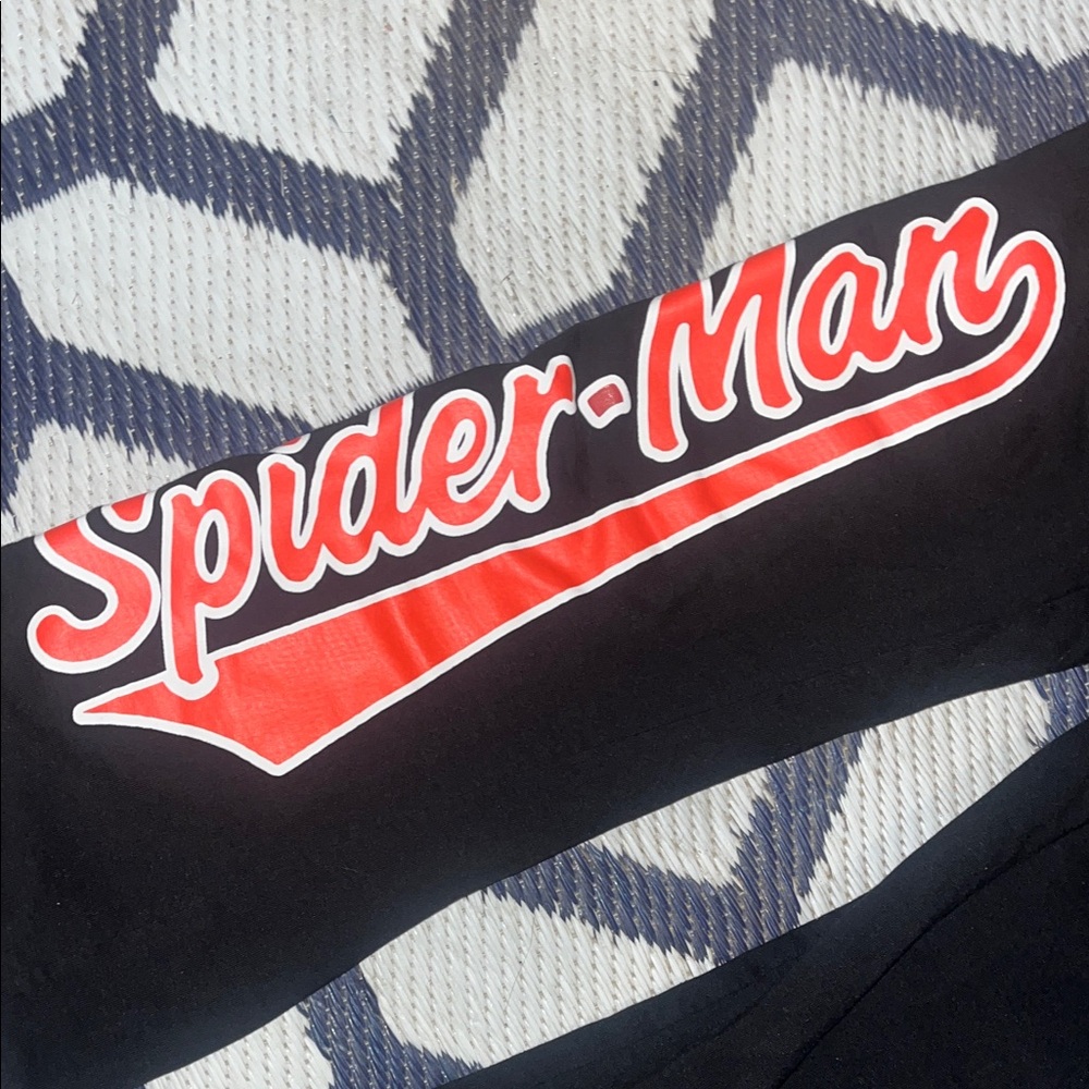 Spider-Man women’s 2 piece set Black stretchy half top & wide sweatpants Bottoms - Picture 3 of 11